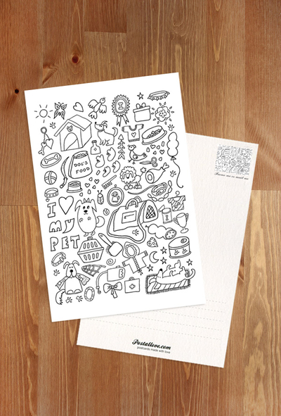 Coloring postcard - dogs