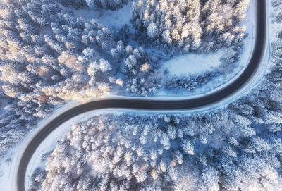 From a bird's eye view - winter road