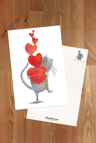 Cat with hearts