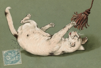 Cat with a tassel
