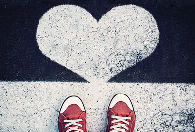 Red sneakers and heart
