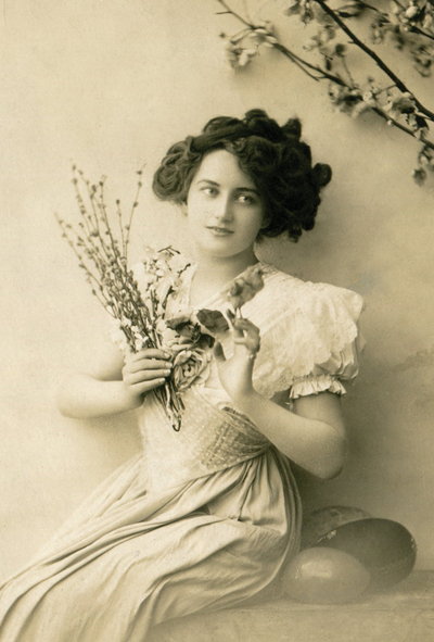 Girl with Easter catkins