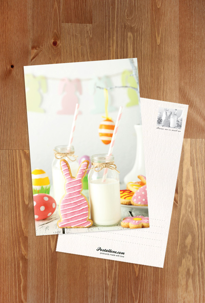 Easter cookies, milk and eggs 