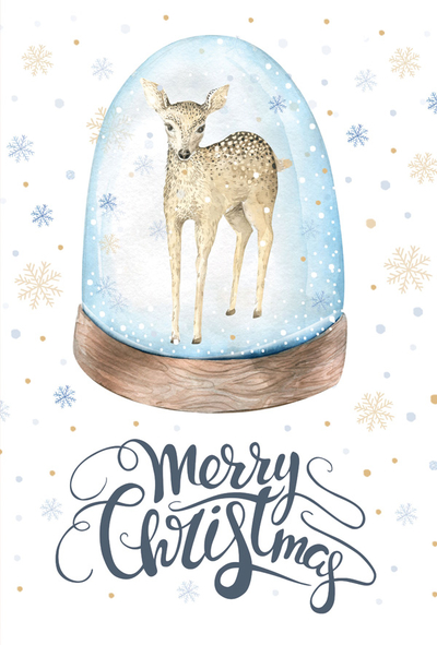 Christmas deer in a crystal ball