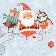 Santa Claus and owls
